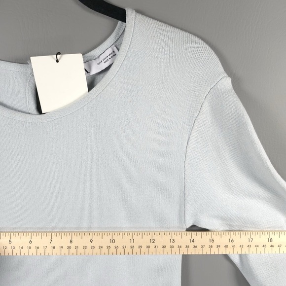 ZARA New Knit Long Sleeve Round Neck Mini Dress Fit Flare 6254/019 MEDIUM - Picture 5 of 10